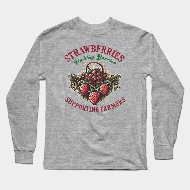 Strawberry Picking Long Sleeve T-Shirt by WolfeTEES